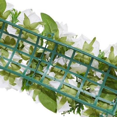 White Plastic Artificial Wedding Rose Flower Row Outdoor/Indoor
