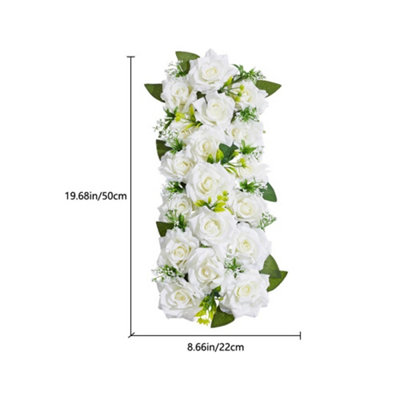 White Plastic Artificial Wedding Rose Flower Row Outdoor/Indoor