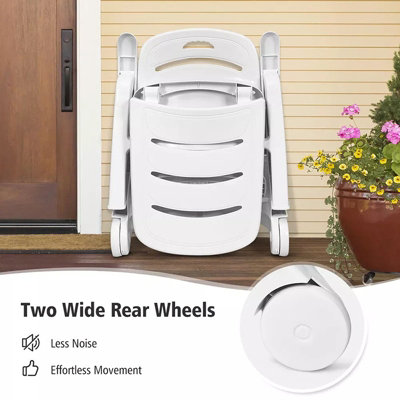 White Plastic Outdoor Pool Garden Foldable Adjustable Lounger Chair With Wheels - 5