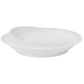 White Plastic Scoop Plate - Removable Suction Cup Base - Independent Dining Aid