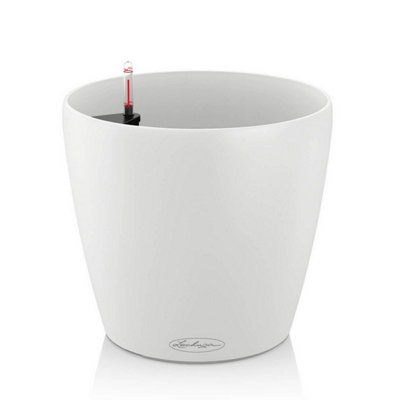 White Plastic Self-watering Round Plant Pot (Dia)28 (H)26 cm, LECHUZA CLASSICO Color