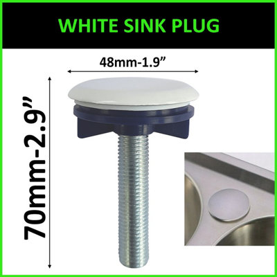 WHITE PLUG Kitchen Sink Tap Hole Blanking Metal Plate Stopper Cover 48mm - 1.9"