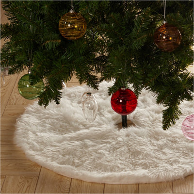 White Plush Christmas Tree Skirt Christmas Decoration Ornament 78 cm