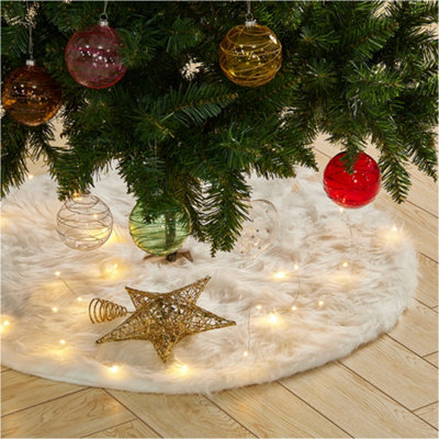 White Plush Christmas Tree Skirt Christmas Decoration Ornament 78 cm