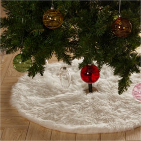 White Plush Christmas Tree Skirt Christmas Decoration Ornament 90 cm
