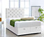 White Plush Foot Lift Ottoman Bed With Memory Spring Mattress And  Studded Headboard 2FT6 Small Single