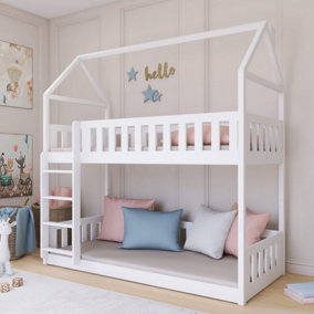 White Pola Bunk Bed - Chic & Safe Space-Saver (H1930mm W1980mm D980mm)