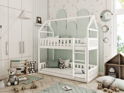 White Pola Bunk Bed with Foam Mattresses - Chic & Safe Space-Saver (H1930mm W1980mm D980mm)
