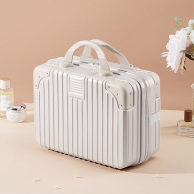 White Portable Plastic Makeup Case for Travel Cosmetic Bag with Zipper