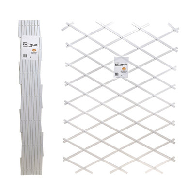 White PVC Expanding Garden Trellis Plastic Climbing Plant Frame (W)200cm x (H)100cm