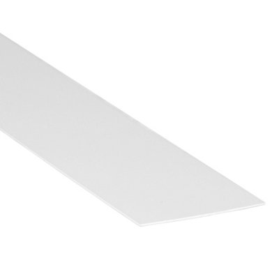 White PVC Flat Strip Bar, 100mm x 1.5mm x 3 Metre, Solid Plastic Profile