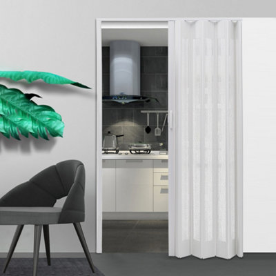 White PVC Folding Interior Door Accordion Door for Kitchen