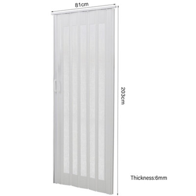 White PVC Folding Interior Door Accordion Door for Kitchen & Bathroom 81cm W x 203cm H