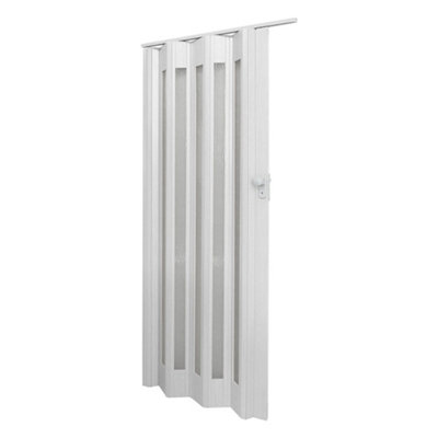 White PVC Folding Magnetic Accordion Door Internal Sliding Door Panel Divider 87cm W x 203cm H