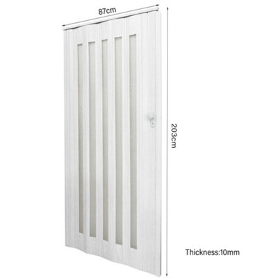White PVC Folding Magnetic Accordion Door Internal Sliding Door Panel Divider 87cm W x 203cm H