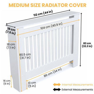 White Radiator Cover Medium 112W x 19D x 82H cm - White Satin Painted ...