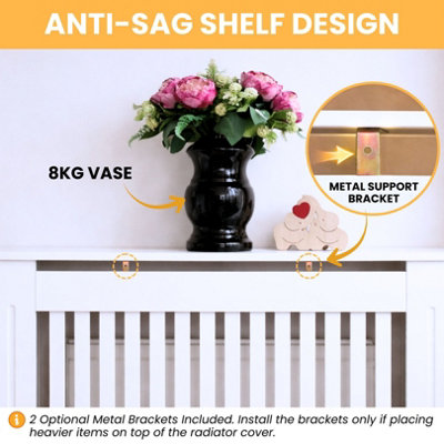 White Radiator Cover Medium 112W x 19D x 82H cm - White Satin Painted ...
