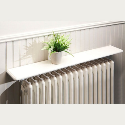 White Radiator Shelf with Easy Fit Brackets, Satin Finish MDF, No ...