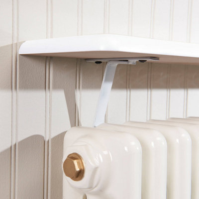 White Radiator Shelf with Easy Fit Brackets, Satin Finish MDF, No ...