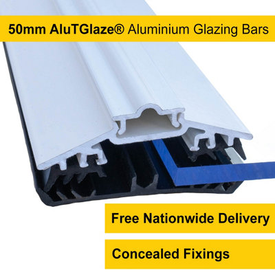 White Rafter Supported 50mm Wide AluTGlaze Aluminium Glazing Bar With ...