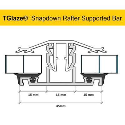 White Rafter Supported TGlaze Snapdown Glazing Bar for 10, 16 and 25mm Polycarbonate Roofing Sheets 4.5m