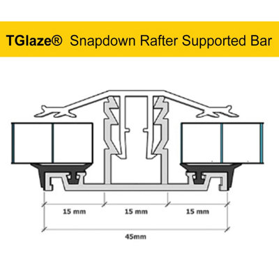White Rafter Supported TGlaze Snapdown Glazing Bar for 10 - 3