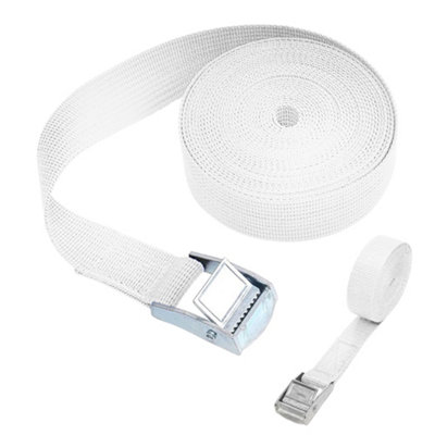 White Ratchet Tie Down, (W)25mm Adjustable Buckled Straps (L)1M