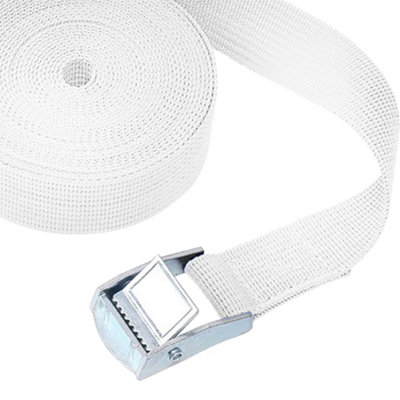 White Ratchet Tie Down, (W)25mm Adjustable Buckled Straps (L)1M
