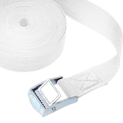 White Ratchet Tie Down, (W)25mm Adjustable Buckled Straps (L)5M