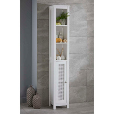 kleankin Narrow Bathroom Storage Cabinet with Drawer and 5 Tier Shelf, Tall  Cupboard Freestanding Linen Towel, Slim Corner Organizer, Grey