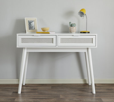 White laminate desk on sale with drawers