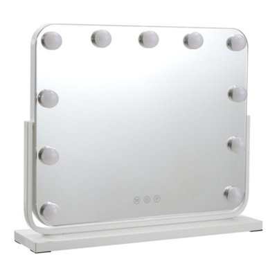 White Rectangle Frameless Hollywood Makeup Vanity Mirror with 11 LED ...