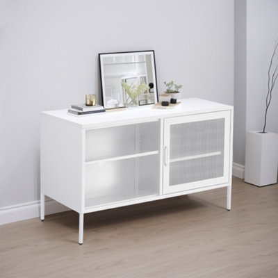 White Rectangle Freestanding Metal File Filing Cabinet with Open Shelves 119 x 76 cm