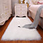 White Rectangle Soft Shaggy Rug Kids Rooms Decor Floor Rugs 120cm L x 60 cm W