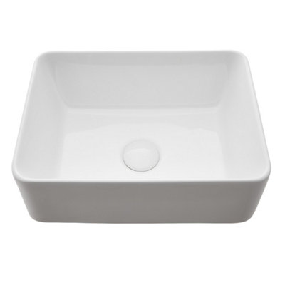 White Rectangular Basin Ceramic Countertop Basin with ABS Drainage ...