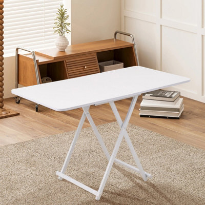 White Rectangular Foldable Dining Table for Indoor and Outdoor Use ...