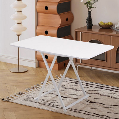 White Rectangular Foldable Dining Table for Indoor and Outdoor Use ...
