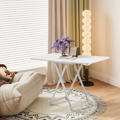 White Rectangular Foldable Dining Table for Indoor and Outdoor Use ...