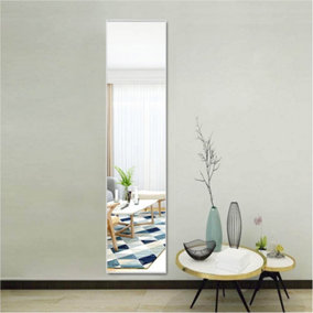 White Rectangular Framed Full Length Mirror Dressing Mirror Wall Mounted or Over Door 37 x 147 cm