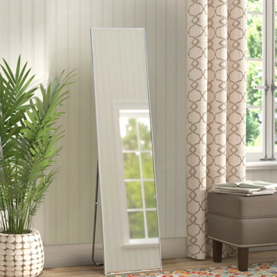 White Rectangular Freestanding or Wall Mounted Framed Full Length Mirror Dressing Mirror 150 cm x 40 cm