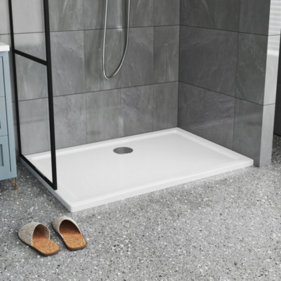 White Rectangular Shower Tray with Waste W 1200 mm x D 800 mm x H 40 mm Price Comparisons | Compare The Build