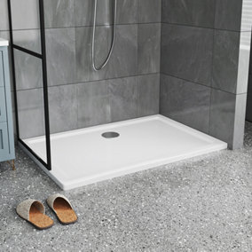 White Rectangular Shower Tray with Waste W 1200 mm x D 800 mm x H 40 mm