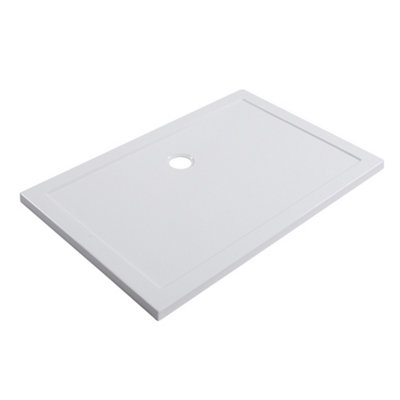 White Rectangular Shower Tray with Waste W 1200 mm x D 800 mm x H 40 mm
