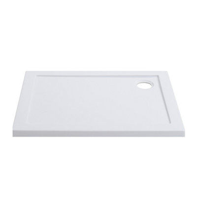 White Rectangular Shower Tray with Waste W 900 mm x D 700 mm x H 40 mm