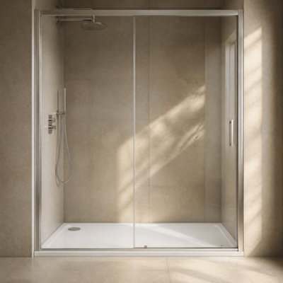 White Rectangular Stone Resin Premium Shower Tray with Corner Waste ...