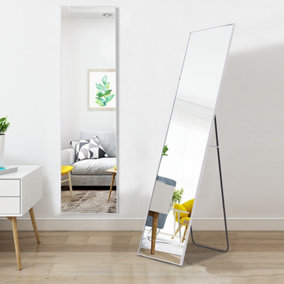 White Rectangular Wall Mounted or Freestanding Framed Full Length Mirror 37 cm x 147 cm