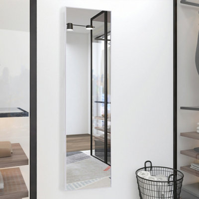 White Rectangular Wall Mounted or Freestanding Framed Full Length Mirror 37 cm x 147 cm