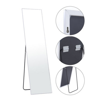 White Rectangular Wall Mounted or Freestanding Framed Full Length Mirror 37 cm x 147 cm