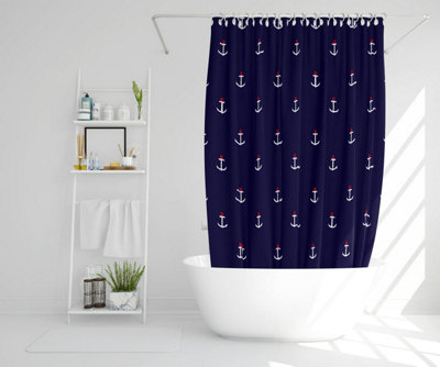 White & Red Anchors on Navy (Shower Curtain) / Default Title Price Comparisons | Compare The Build