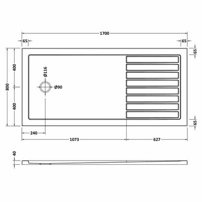White Resin Walk-In Shower Tray 1700mm x 800mm
